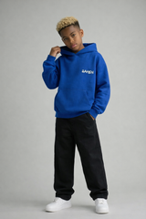 FELPA OVER BAMBINO  BOXY CON CAPPUCCIO BASICA LOGO - HAMEN - ART. LOGO.H