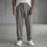 PANTALONE CON ELASTICO IN VITA GRIGIO BOTTONE COPERTO   - NEW JOB BRAND - ART. AMALFI