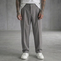 PANTALONE CON ELASTICO IN VITA GRIGIO BOTTONE COPERTO   - NEW JOB BRAND - ART. AMALFI