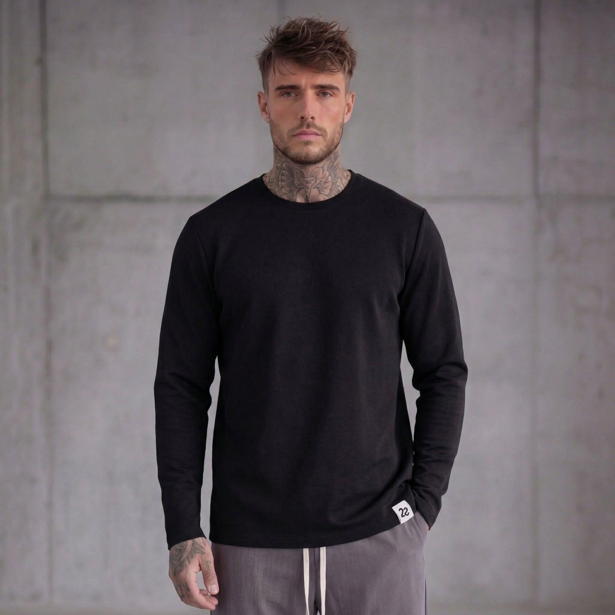 T-SHIRT GIROCOLLO MANICA LUNGA NERO  - IMPERIAL - ART. F727LDI