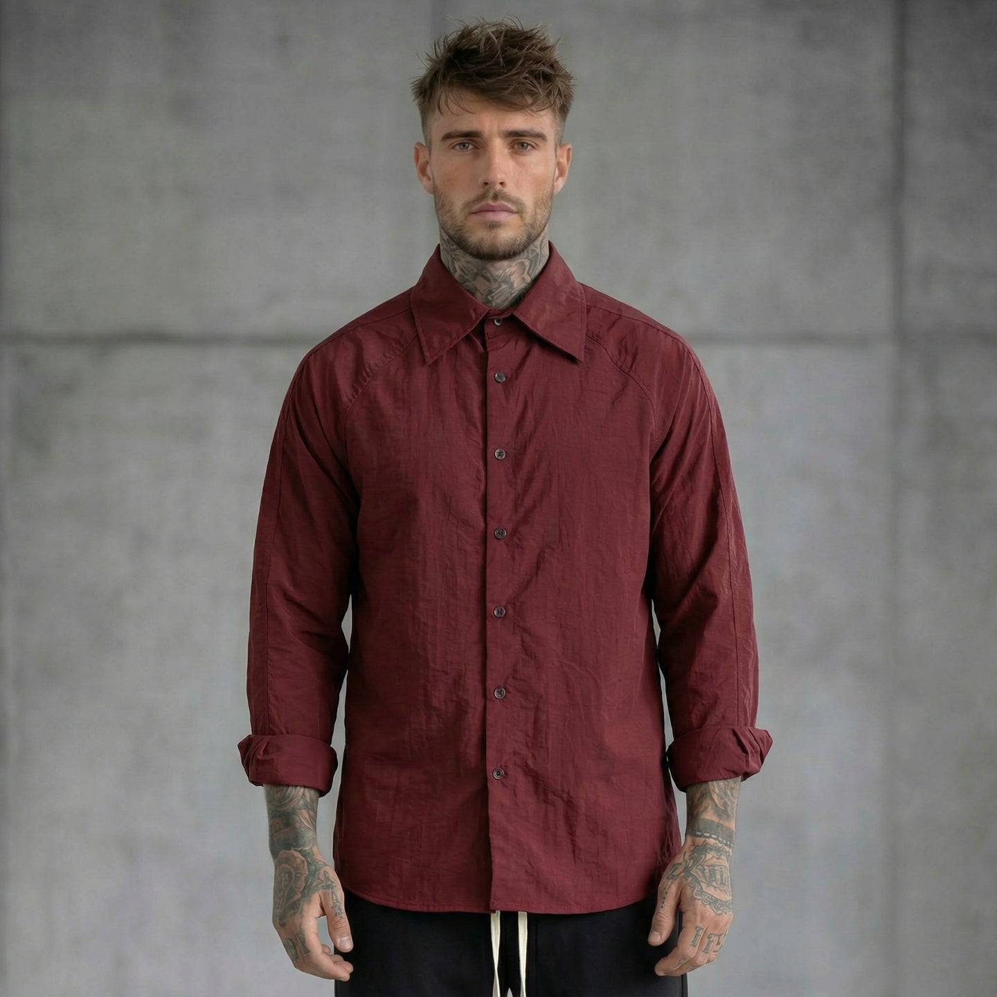 CAMICIA10 IN NYLON OVERSIZE - DAMN STUDIOS - ART. DAMN32 - COL. BORDEAUX