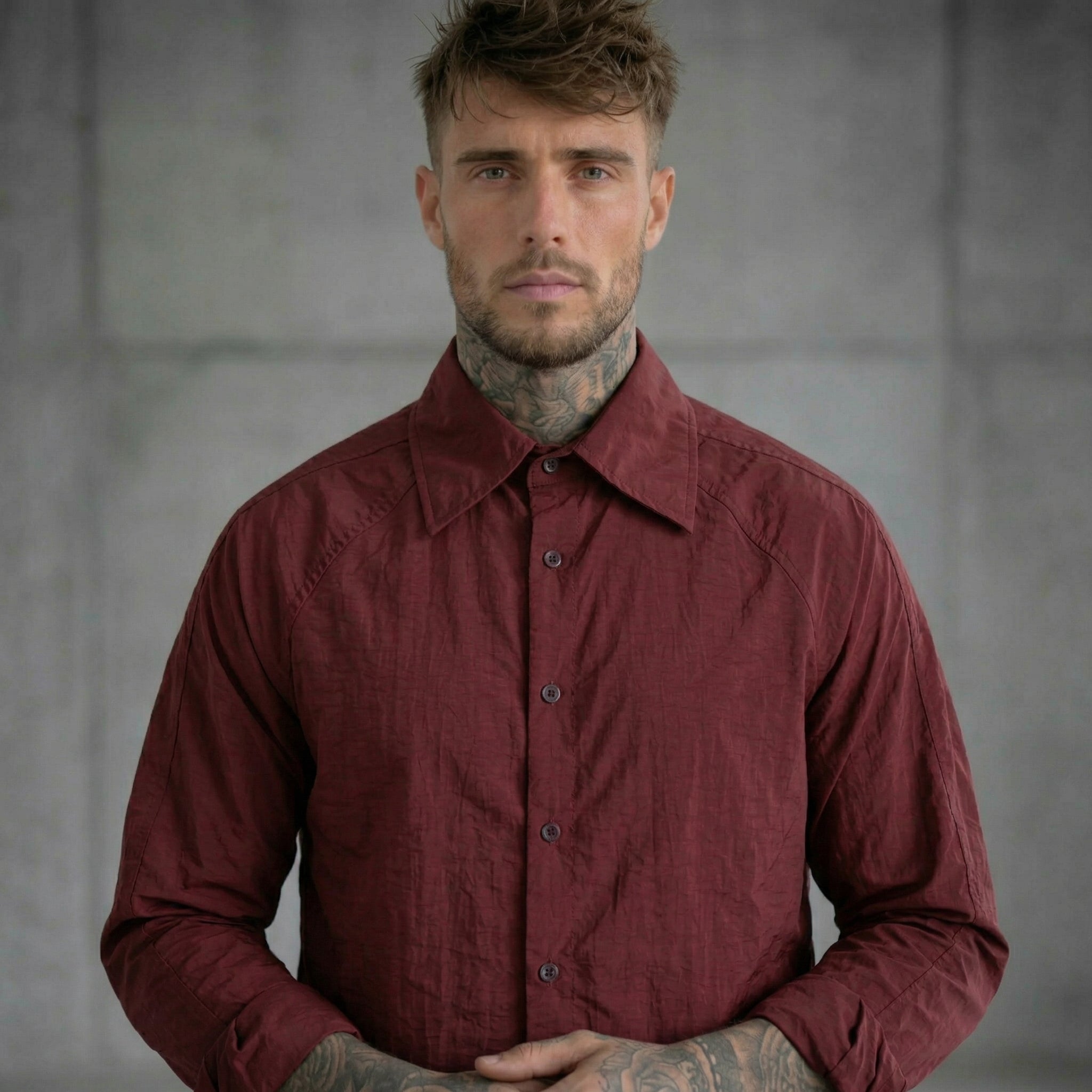 CAMICIA10 IN NYLON OVERSIZE - DAMN STUDIOS - ART. DAMN32 - COL. BORDEAUX