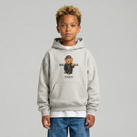 FELPA OVER BAMBINO CON CAPPUCCIO BOXY FIT OVER -  ORSO  PIU' COLORI - HAMEN