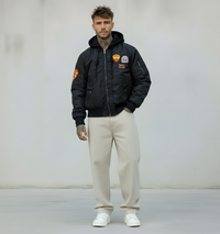 GIUBBINO BOMBER PATCH CON CAPPUCCIO RIMOVIBILE - BERNA - ART. 252282