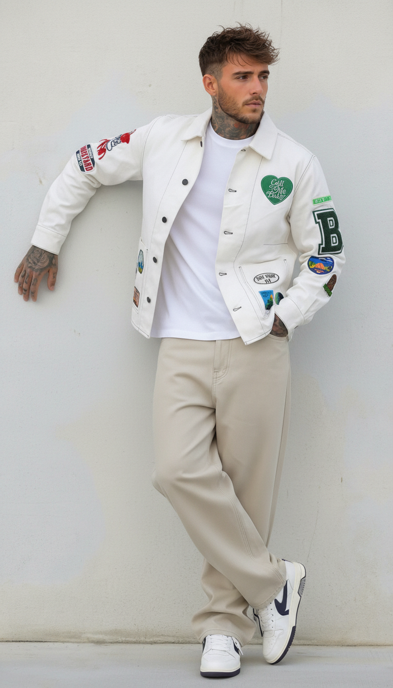 GIUBBINO GIACCA UOMO BERNA BIANCO CON PATCH - ART. 261227-30