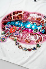 T-SHIRT NOISSEY  WHITE BOXYFIT OVERSIZE ART LEOPARD PINK