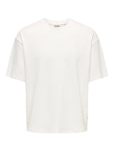 T-SHIRT  BIANCA MINIMAL TEXTURE  OVERSIZE FIT   - ONLY&SONS - ART. 22036392