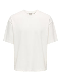 T-SHIRT  BIANCA MINIMAL TEXTURE  OVERSIZE FIT   - ONLY&SONS - ART. 22036392