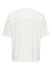 T-SHIRT  BIANCA MINIMAL TEXTURE  OVERSIZE FIT   - ONLY&SONS - ART. 22036392