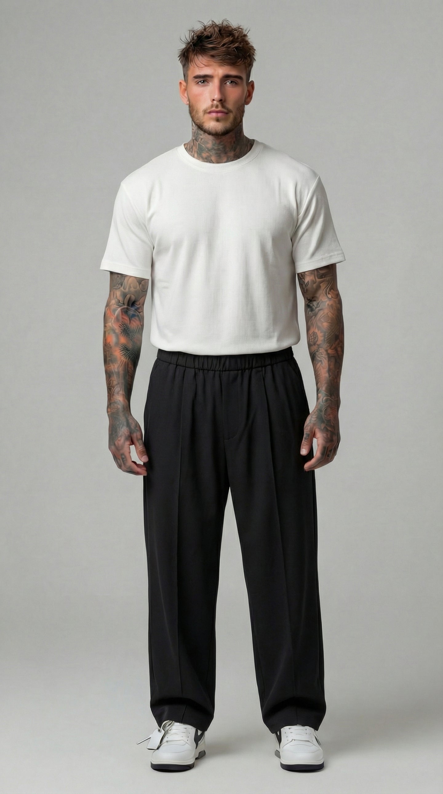 PANTALONI REGULAR -FIT CON VITA ELASTICA  E PIEGHE - IMPERIAL - ART. PE6HLCX