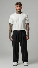 PANTALONI REGULAR -FIT CON VITA ELASTICA  E PIEGHE - IMPERIAL - ART. PE6HLCX