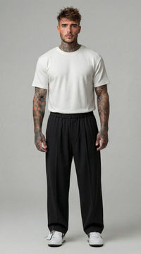 PANTALONI REGULAR -FIT CON VITA ELASTICA  E PIEGHE - IMPERIAL - ART. PE6HLCX