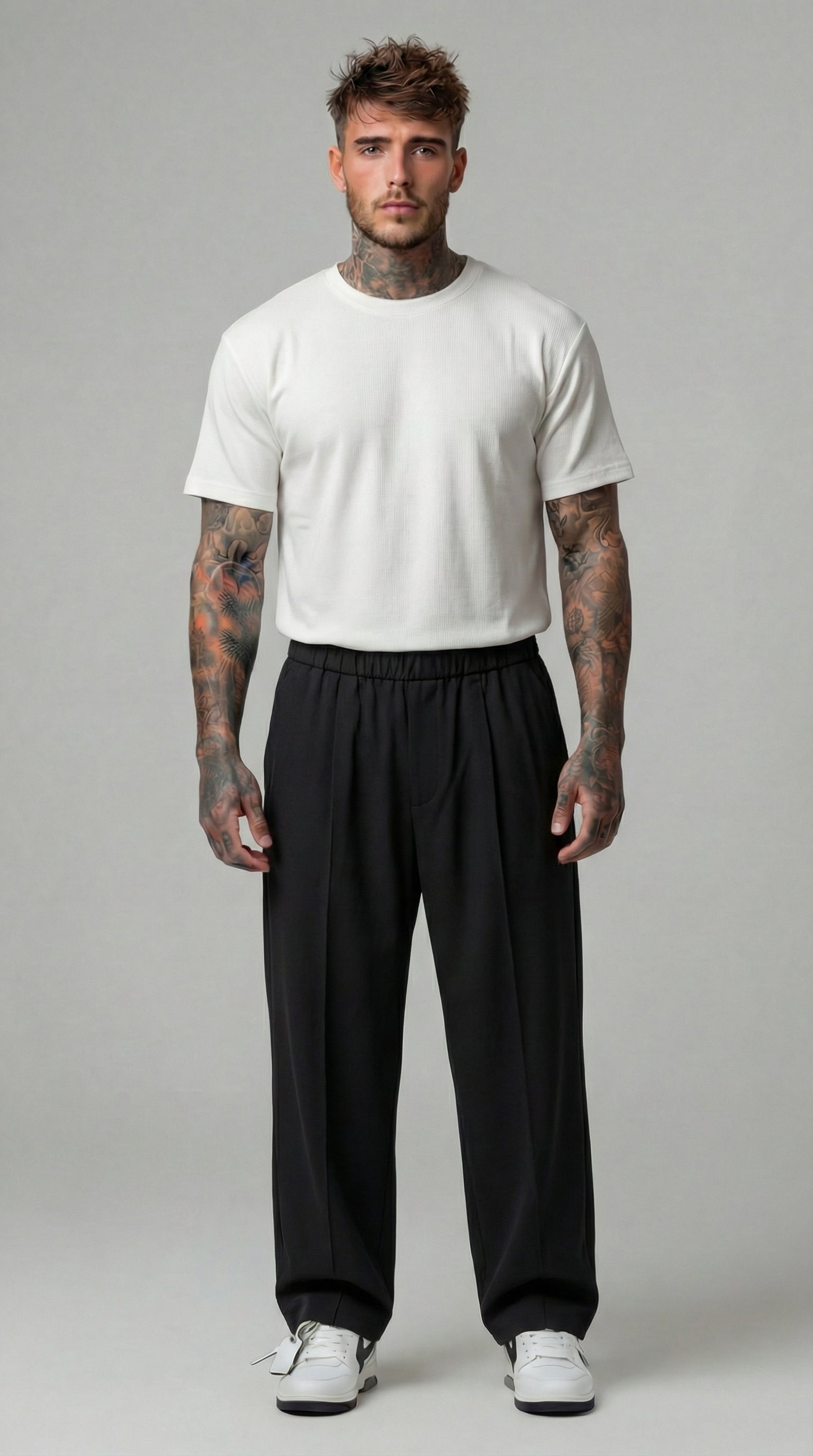 PANTALONI REGULAR -FIT CON VITA ELASTICA  E PIEGHE - IMPERIAL - ART. PE6HLCX