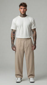 PANTALONI REGULAR -FIT CON VITA ELASTICA  E PIEGHE - IMPERIAL - ART. PE6HLCX