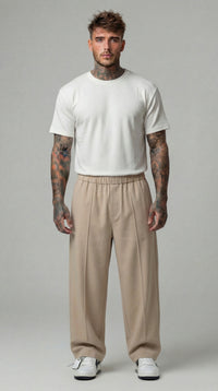 PANTALONI REGULAR -FIT CON VITA ELASTICA  E PIEGHE - IMPERIAL - ART. PE6HLCX