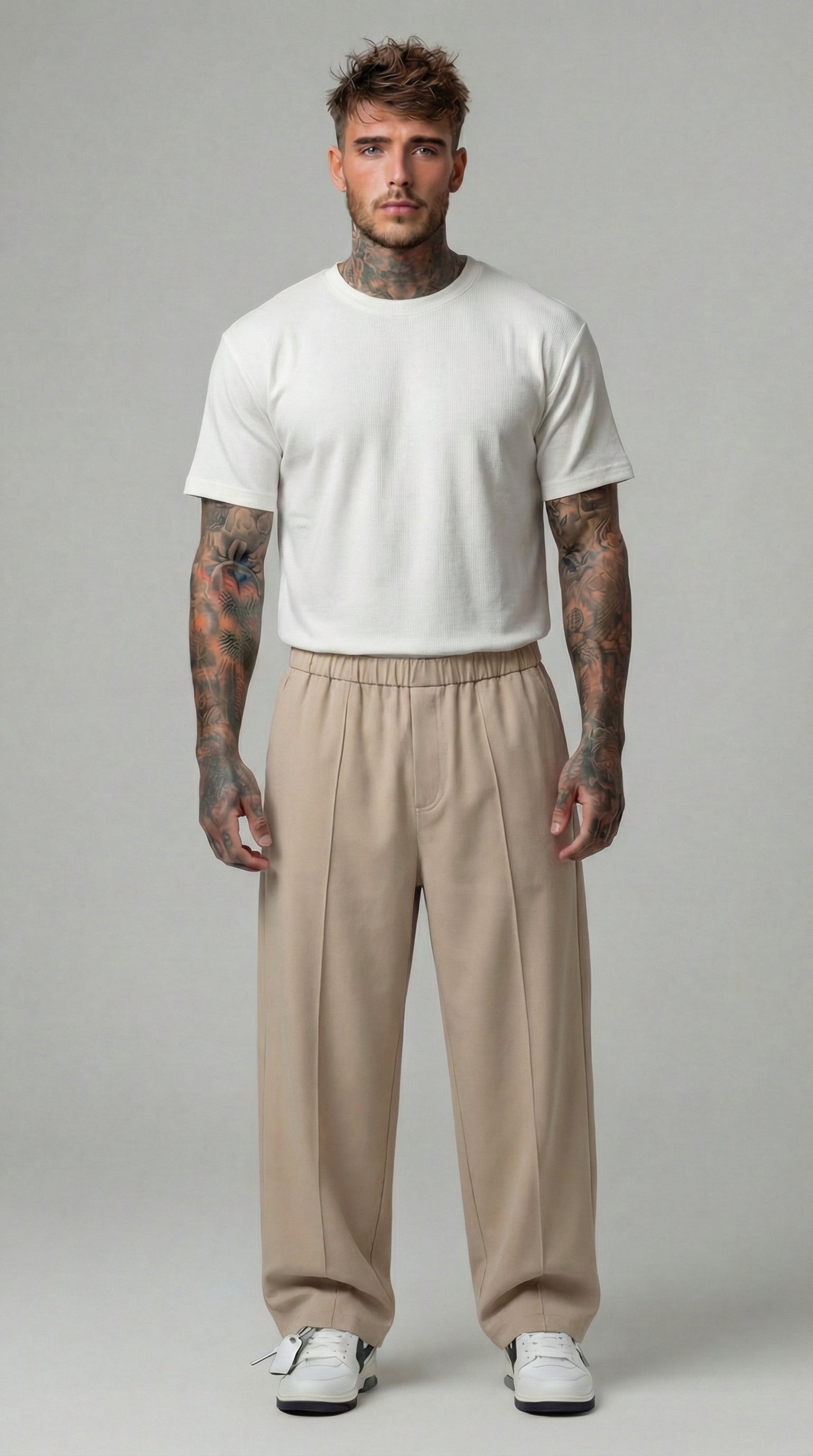 PANTALONI REGULAR -FIT CON VITA ELASTICA  E PIEGHE - IMPERIAL - ART. PE6HLCX
