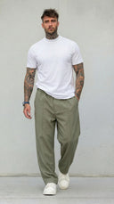 PANTALONI REGULAR -FIT CON VITA ELASTICA  E PIEGHE - IMPERIAL - ART. PE6HLCX