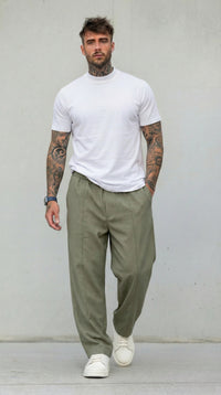 PANTALONI REGULAR -FIT CON VITA ELASTICA  E PIEGHE - IMPERIAL - ART. PE6HLCX