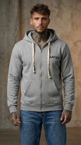 FELPA UOMO  ZIP CON CAPPUCCIO BASICA LOGO - HAMEN - ART. LOGO H