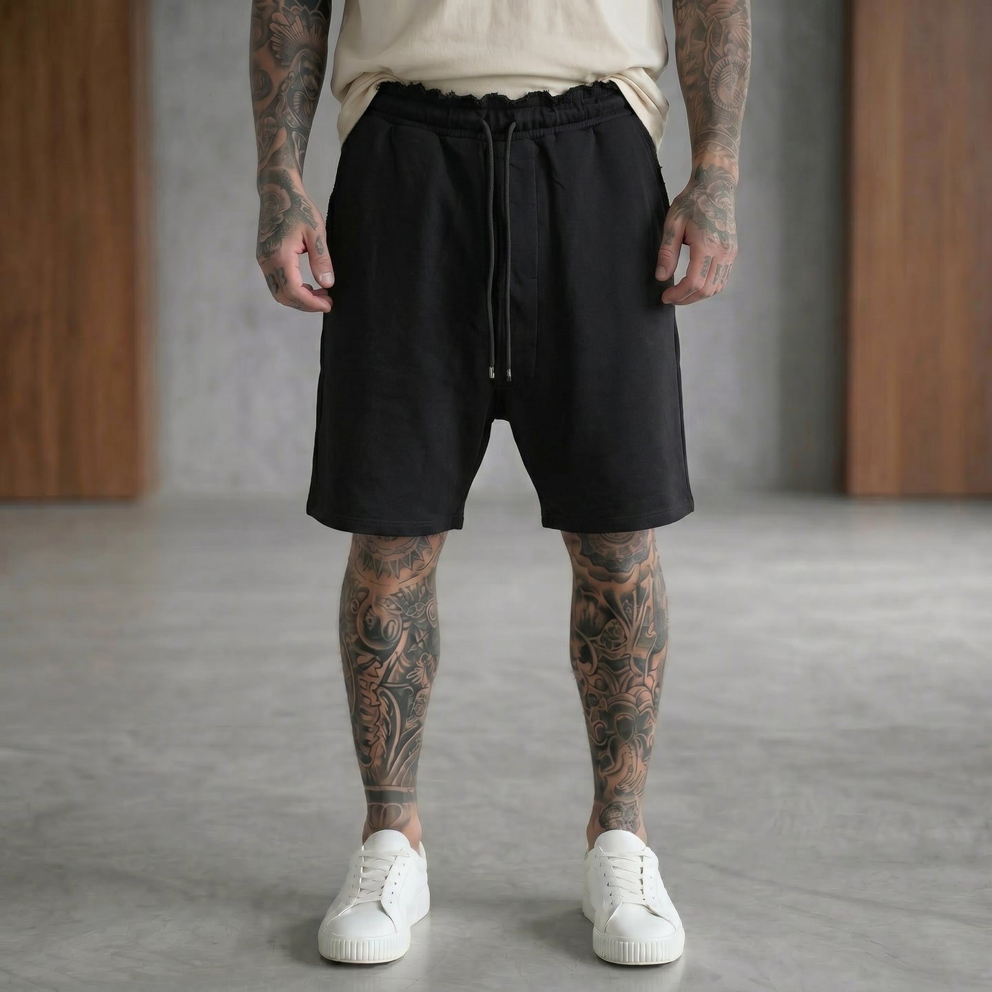 BERMUDA NEW JOB BRAND IN FELPA NERO  ART AU3171S