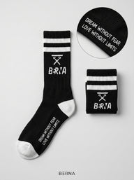CALZE BERNA ITALIA NERO BANDA
