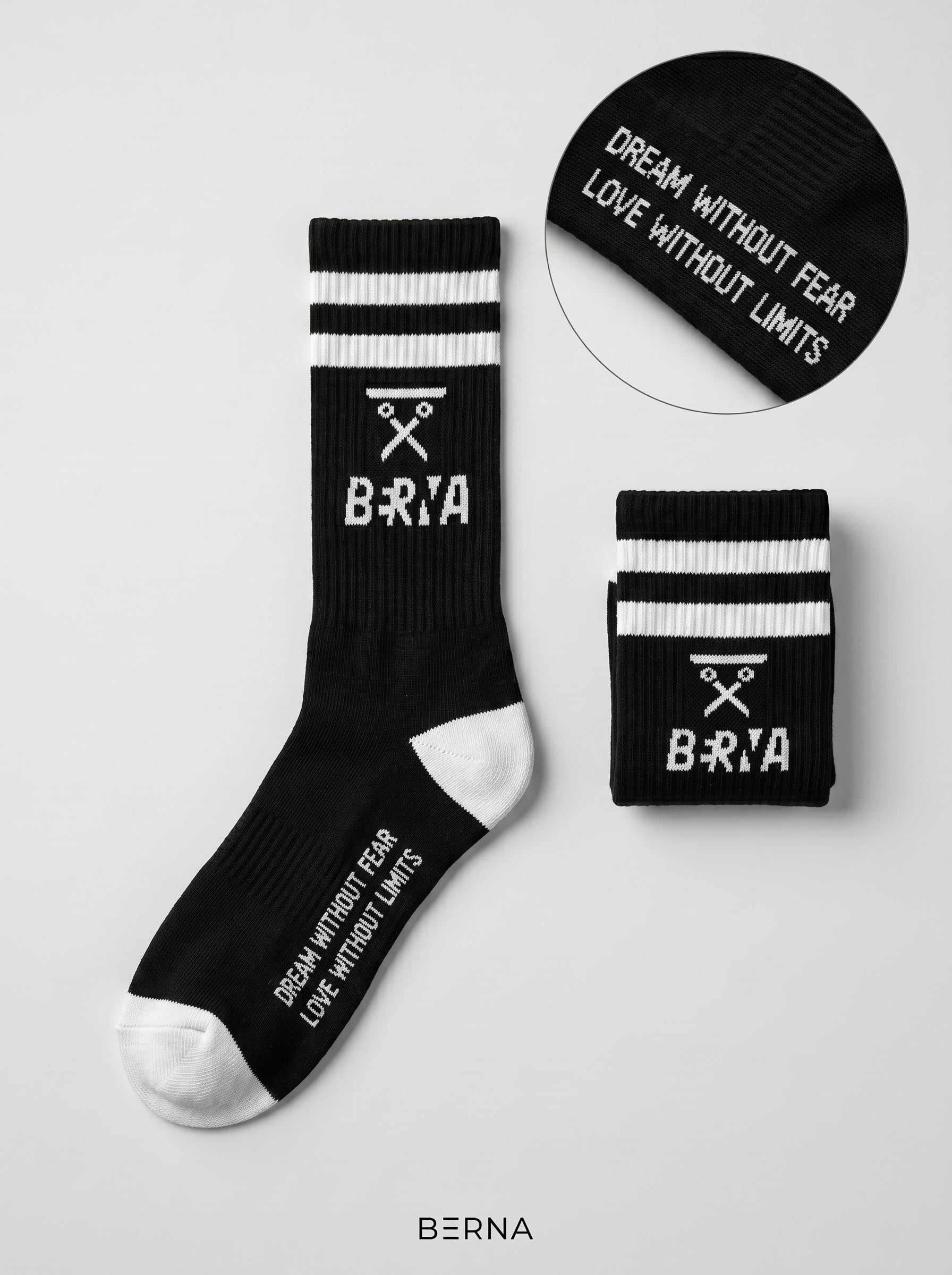 CALZE BERNA ITALIA NERO BANDA
