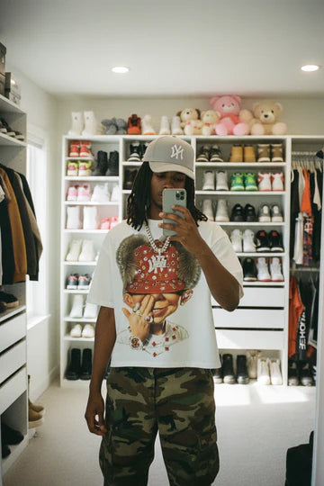 T-SHIRT BOXY  OVERSIZE  STAMPA BAD BOY & RED DIAMOND BEANIE  - NOISSEY